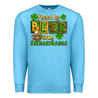 Ocean Blue St. Patrick's Fueled by beer and shenanigangs Premium Sweatshirt - OliviaCreatesArt