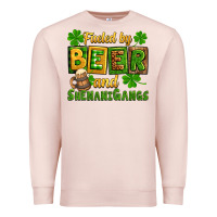 Pale Pink St. Patrick's Fueled by beer and shenanigangs Premium Sweatshirt - OliviaCreatesArt