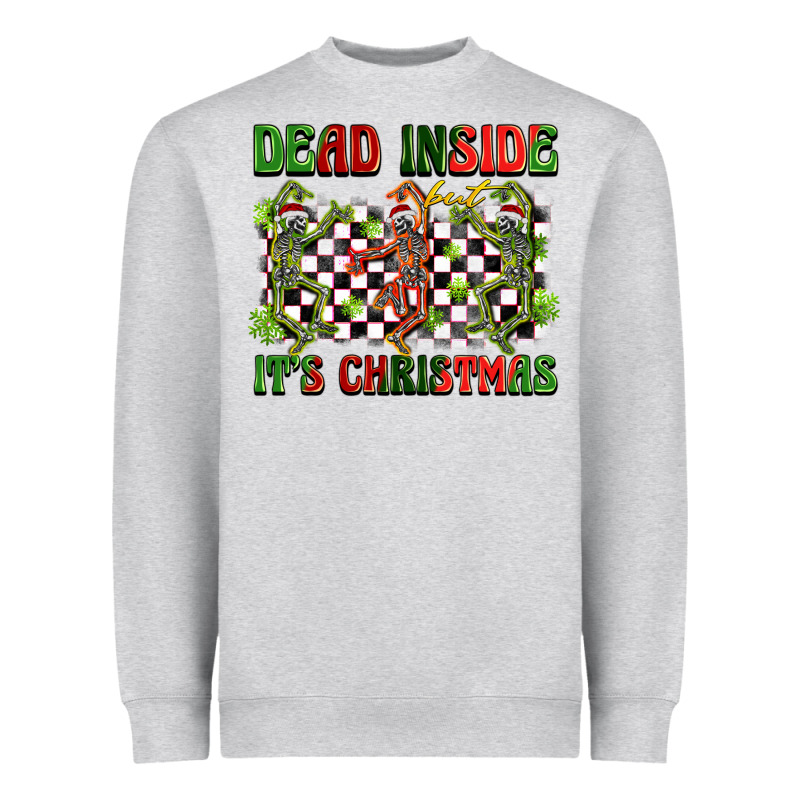 Dead Inside But It's Christmas Dancing Skeletons Heavyweight Sweatshirt by BarkalooDesign | Teevron