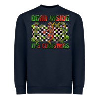 Navy dead inside but it's christmas dancing skeletons Heavyweight Sweatshirt - BarkalooDesign