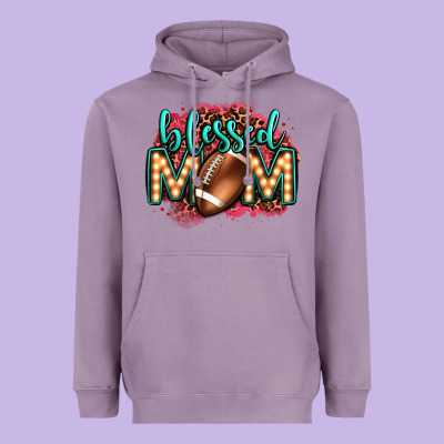 Blessed American Football Mom Lightbulb Letters Heavyweight Hoodie Designed By Oliviacreatesart