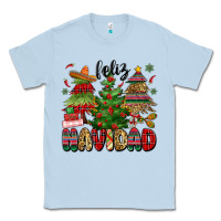 Dusty Blue feliz navidad Classic Tee - MaliasSmallBusiness