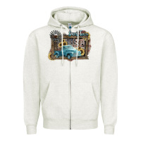 Oatmeal Heather Small town USA truck 4th of july Zipper Hoodie - HowdyJamesFarm