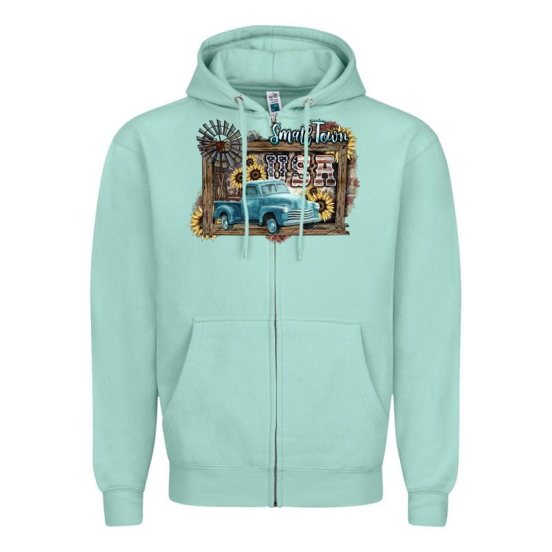 Small Town Usa Truck 4th Of July Zipper Hoodie by HowdyJamesFarm | Teevron
