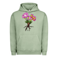 Pigment Oil Green Bitterroot Flower Urban Hoodie - LillyAllenDesigns