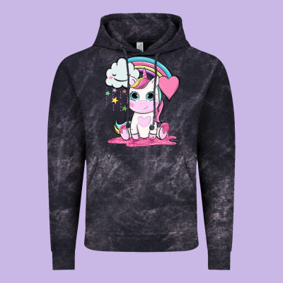 Cute Unicorn And Rainbow Vintage Hoodie Designed By Nancycooperartshop