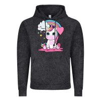 Vintage Black cute unicorn and rainbow Vintage Hoodie - NancyCooperArtShop
