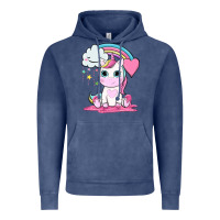 Vintage Denim cute unicorn and rainbow Vintage Hoodie - NancyCooperArtShop