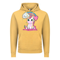 Vintage Mustard cute unicorn and rainbow Vintage Hoodie - NancyCooperArtShop