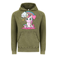 Vintage Olive cute unicorn and rainbow Vintage Hoodie - NancyCooperArtShop