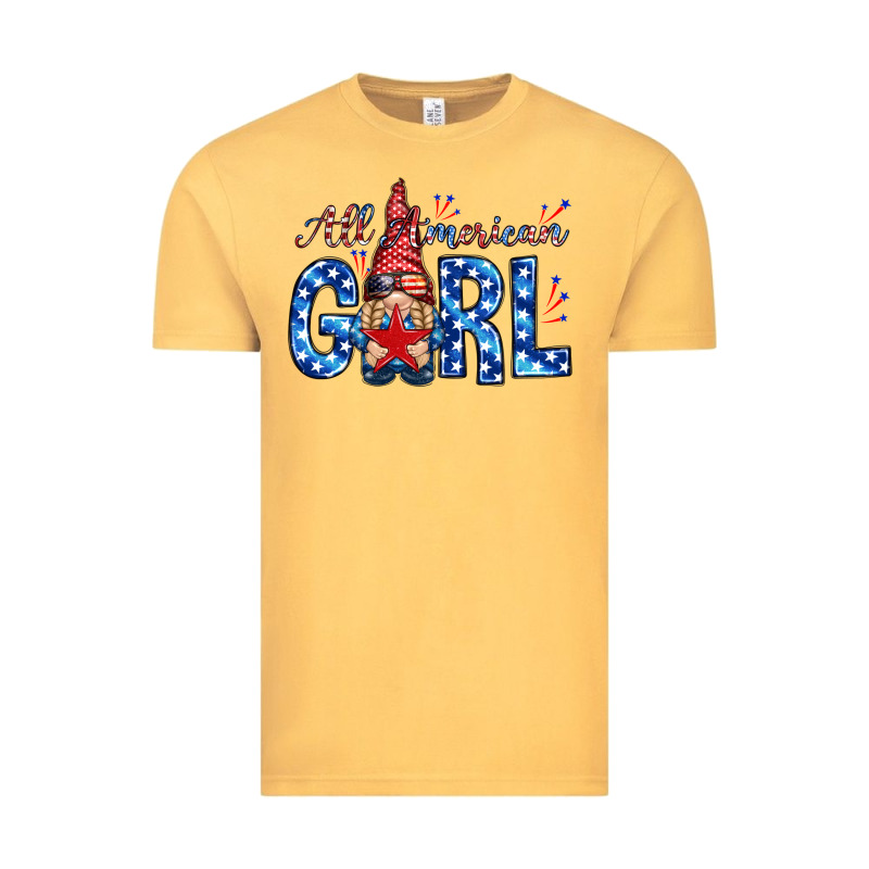 All American Girl With Gnome Vintage Tee by NancyCooperArtShop | Teevron
