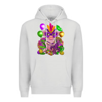 Dove Grey Mardi Gras Pig Premium Hoodie - HowdyJamesFarm
