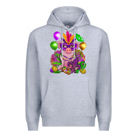 Heather Grey Mardi Gras Pig Premium Hoodie - HowdyJamesFarm
