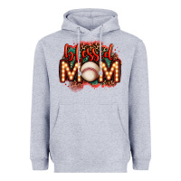Heather Grey blessed baseball mom lightbulb letters Heavyweight Hoodie - OliviaCreatesArt