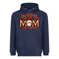 Navy blessed baseball mom lightbulb letters Heavyweight Hoodie - OliviaCreatesArt