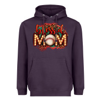 Plum blessed baseball mom lightbulb letters Heavyweight Hoodie - OliviaCreatesArt