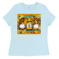Baby Blue western bee gnomes  honeycomb  leopard turquoise wooden serape Ladies Tee - Artiststas