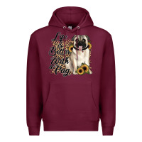Burgundy life is better with a pug Premium Hoodie - JahusDesignShop