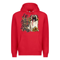 Red life is better with a pug Premium Hoodie - JahusDesignShop