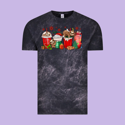 Christmas Sloth Coffee Cups Vintage Tee Designed By Maliassmallbusiness