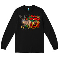 Black Merry Christmas Deer Long Sleeve Tee - LillyAllenDesigns