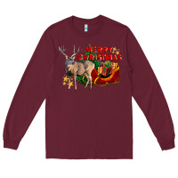 Burgundy Merry Christmas Deer Long Sleeve Tee - LillyAllenDesigns