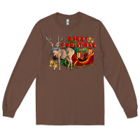 Chestnut Merry Christmas Deer Long Sleeve Tee - LillyAllenDesigns