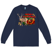 Navy Merry Christmas Deer Long Sleeve Tee - LillyAllenDesigns