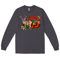 Smoke Merry Christmas Deer Long Sleeve Tee - LillyAllenDesigns