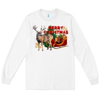 White Merry Christmas Deer Long Sleeve Tee - LillyAllenDesigns
