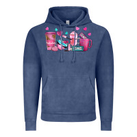 Vintage Denim lash hustler with eyelashes coffee cups Vintage Hoodie - NancyCooperArtShop