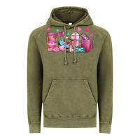 Vintage Olive lash hustler with eyelashes coffee cups Vintage Hoodie - NancyCooperArtShop