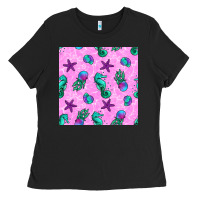 Black summer ocean seamless pattern Ladies Tee - BundleAndBundleShop