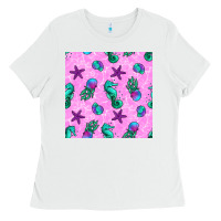 White summer ocean seamless pattern Ladies Tee - BundleAndBundleShop