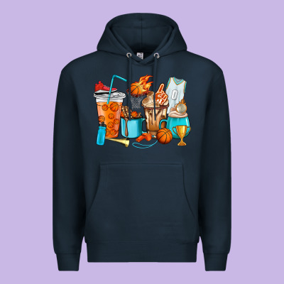 Basketball Coffee Cups Premium Hoodie Designed By Howdyjamesfarm