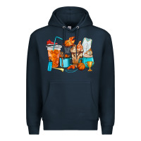 Navy Basketball coffee cups Premium Hoodie - HowdyJamesFarm