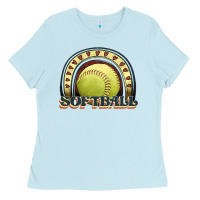 Baby Blue softball rainbow Ladies Tee - JahusDesignShop