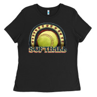 Black softball rainbow Ladies Tee - JahusDesignShop