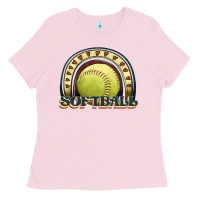 Bubblegum Pink softball rainbow Ladies Tee - JahusDesignShop