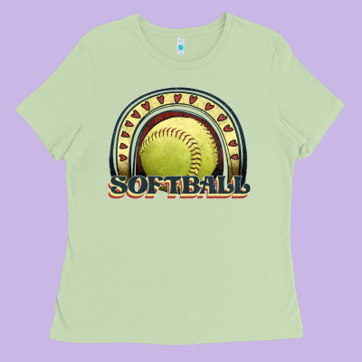 Softball Rainbow Ladies Tee Designed By Jahusdesignshop