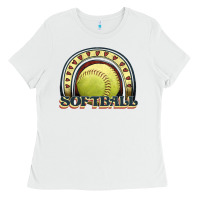 White softball rainbow Ladies Tee - JahusDesignShop