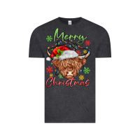 Vintage Black merry christmas cow Vintage Tee - MaliasSmallBusiness