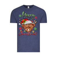 Vintage Denim merry christmas cow Vintage Tee - MaliasSmallBusiness