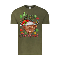 Vintage Olive merry christmas cow Vintage Tee - MaliasSmallBusiness