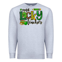 Heather Grey St. Patrick's One lucky Teacher Premium Sweatshirt - OliviaCreatesArt