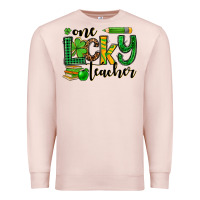Pale Pink St. Patrick's One lucky Teacher Premium Sweatshirt - OliviaCreatesArt