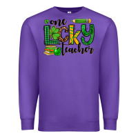 Purple St. Patrick's One lucky Teacher Premium Sweatshirt - OliviaCreatesArt