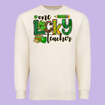 St. Patrick's One Lucky Teacher Premium Sweatshirt Designed By Oliviacreatesart
