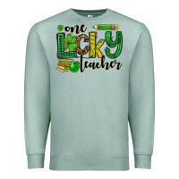 Seafoam St. Patrick's One lucky Teacher Premium Sweatshirt - OliviaCreatesArt