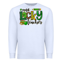 White St. Patrick's One lucky Teacher Premium Sweatshirt - OliviaCreatesArt